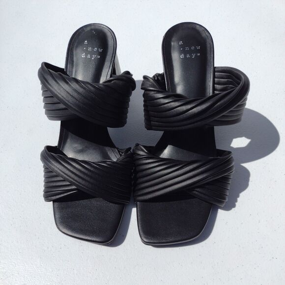 Women’s Size 6.5 Jessa Black Mule Heels - A New Day - Square Toe Slip On NWT - Picture 7 of 10